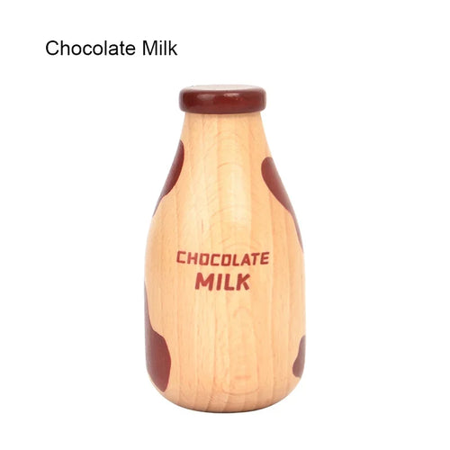Wooden Pretend Play Milk Bottle Kitchen Toys Role Play Set for