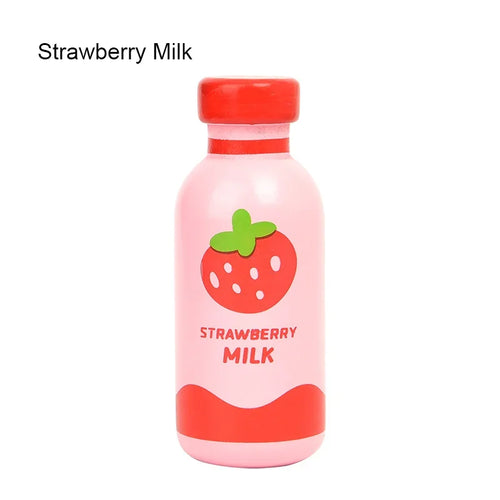 Wooden Pretend Play Milk Bottle Kitchen Toys Role Play Set for